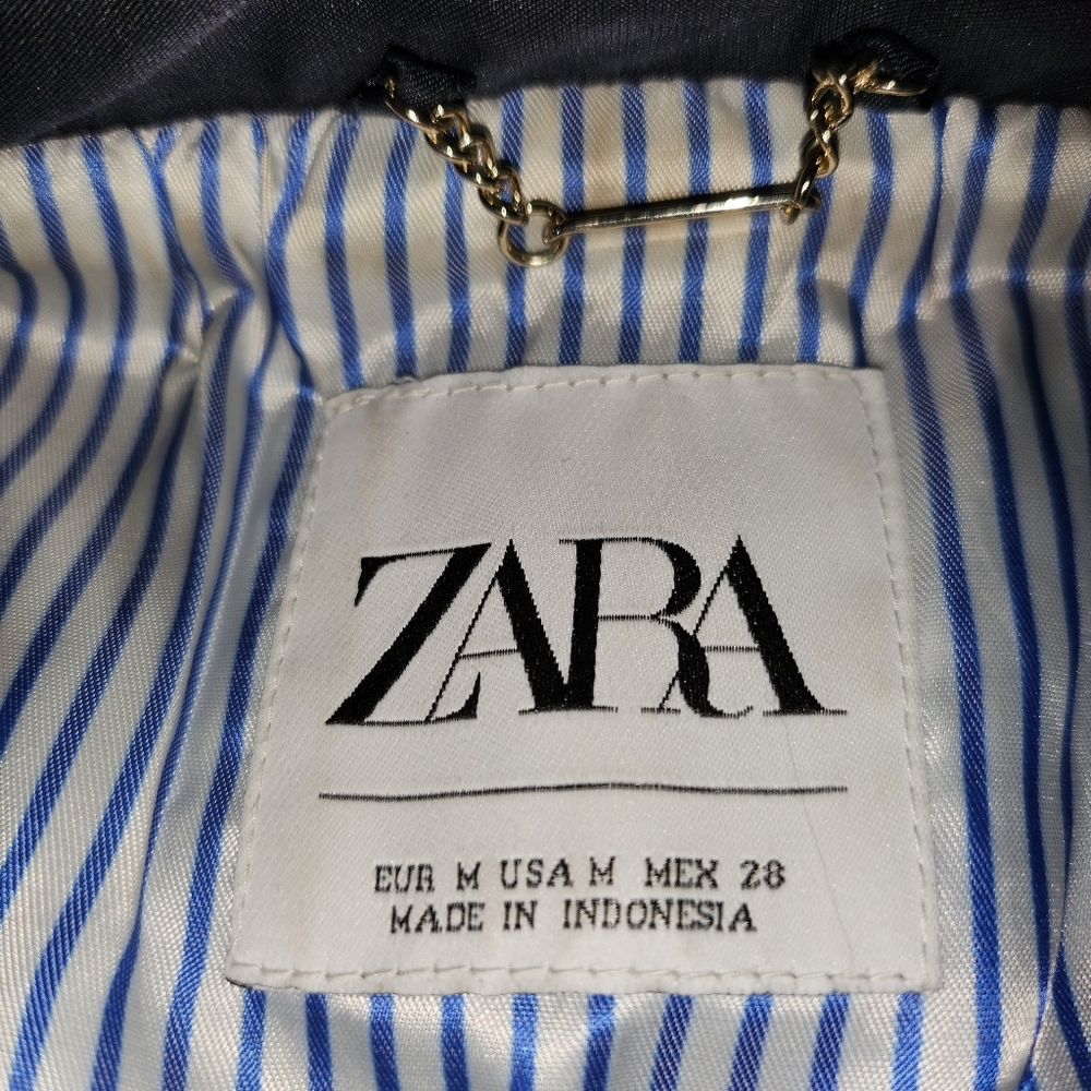 Navy Blue Zara Short Trench Coat (Detachable Hood) - Picture 8 of 9